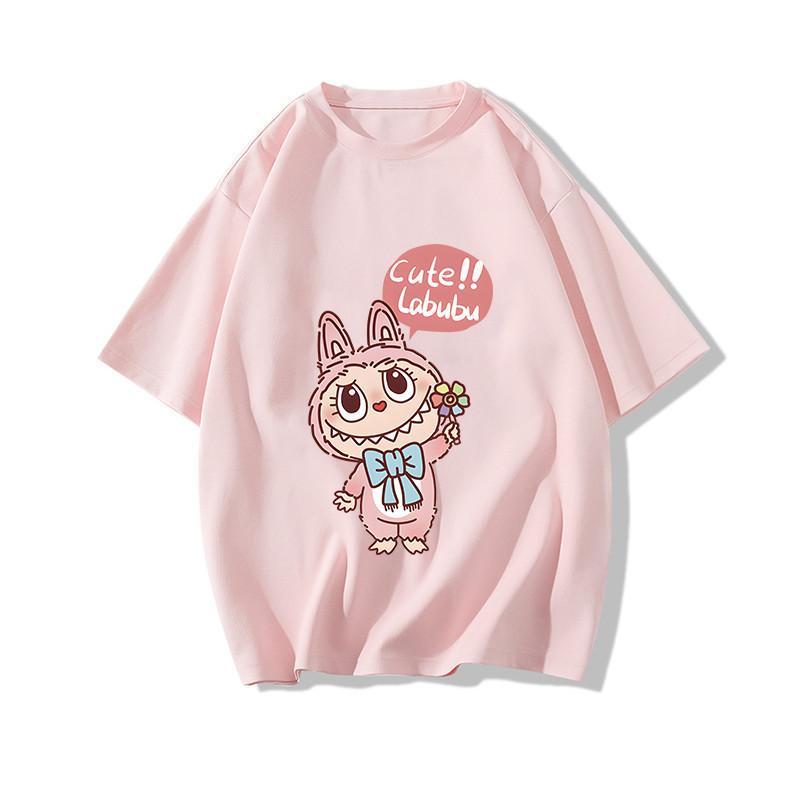 Футболка Labubu повседневная с коротким рукавом и круглым вырезом, унисекс, повседневный модный тренд