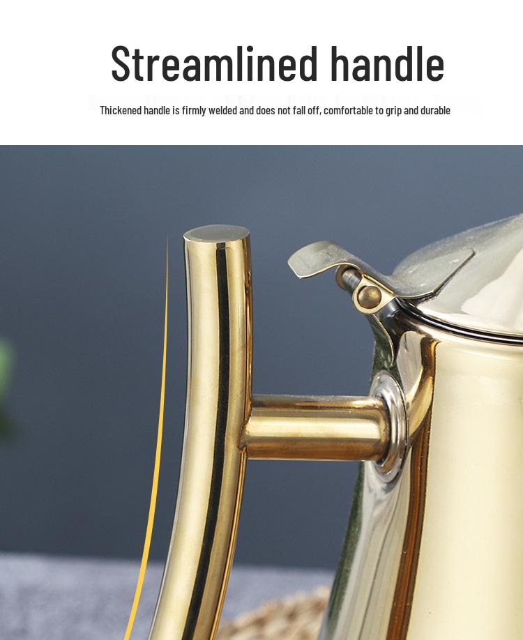 Stainless Steel European-Style Non-Magnetic Kettle Teapot with Filter – Universal for Household, Hotel, and Induction Cookers.