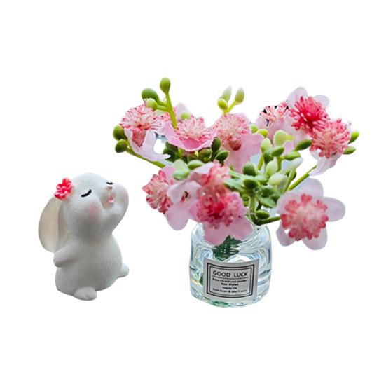 Декор приборной панели автомобиля Мини Кролик с цветком в вазе для цветов Украшения для салона автомобиля Подарок для женщин и мужчин Владельцев автомобилей