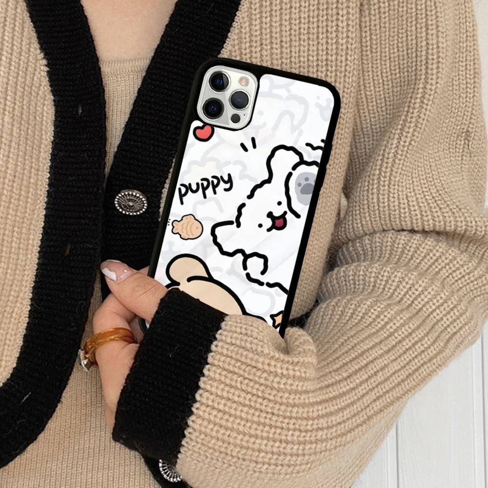 Мальтийская Болонка Милый Рисунок Собачка Чехол Для Телефона PC+TPU Для IPhone 17 16 15 14 13 12 11 Pro Max Plus Кавайная Мультяшная Обложка
