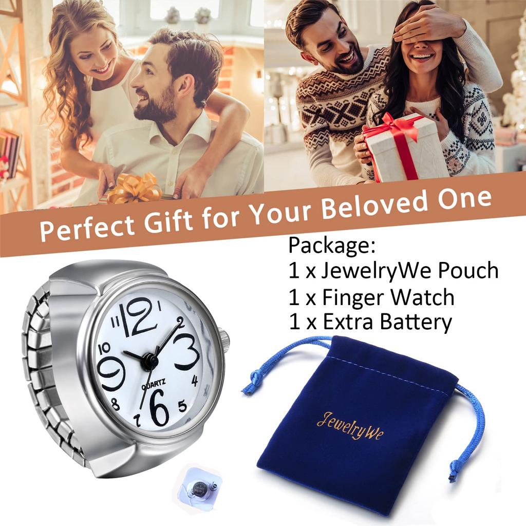 JEWELRYWE Watch Ring Stainless Steel Link Popular Waterproof Analog Quartz Business Casual Fashion Accessory Birthday Christmas Present