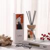 Wooden Lid Cylindrical Glass Aroma Diffuser Bottle, 120ml Flameless Car Refill, Transparent with Printing for Hotel Use.