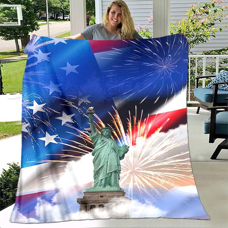 1pc Statue of Liberty, USA blanket, al season lightweigh Poster blanket home office outdoor nap multifunc Poster blanketional blanket