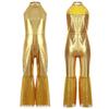 Girl Fancy Dress Up Metallic Sequins Movie Star Singer Bodysuit 70s Disco Party Dancer Suit Sleeveless Jumpsuit