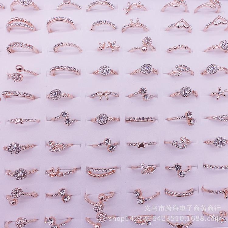 12Pcs Women Rings Crystal Wedding Jewelry Alloy Rings