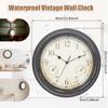 Wall Clock Outdoor Garden Wall Clock with Thermometer Water-proof Room Decoration Clocks Battery Operated for Garden Home Decor