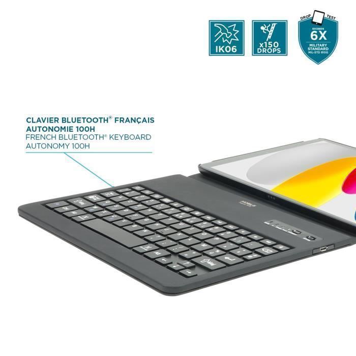 Coque de Protection pour iPad 11" A16 (11th gen) &amp; iPad 10.9'' (10th gen) avec Clavier Bluetooth® français AZERTY - MOBILIS