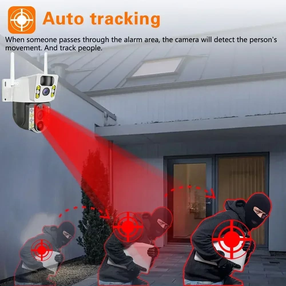 8MP 4K HD Solar IP Camera Wifi 4G Sim Dual Lens Outdoor PIR Human Detection CCTV Camera Low Powered V380pro Smart Security IP Cameras