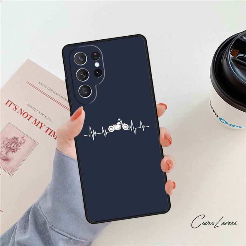 Чехол для телефона "Сердцебиение мотоцикла" Для Samsung Galaxy S24 S25 S23 S22 Ultra Note 10 20 Plus S20 S21 FE Чехол