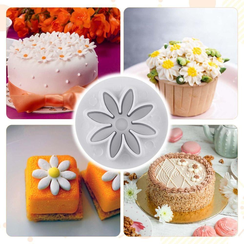 8pcs PP Cookie Cutter 8 Petals Shape Flower Plunger Cutter Cake Decorating Mold Summer Baking