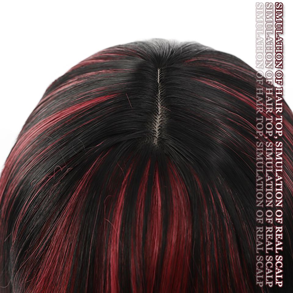 WTB Pick And Dye Длинный прямой синтетический парик женский красный и черный Pick And Dye Y2K Spice Girl Lolita Длинный прямой парик