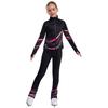 Kids Figure Skating Jacket Set Stand Collar Long Sleeve Printed with Leggings for Workout