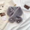 Women's Scarf Winter Warm Thicken Cross Collar Muffler Solid Color Faux Rabbit Fur Cold Proof Scarves Soft Furry Neck Warmer