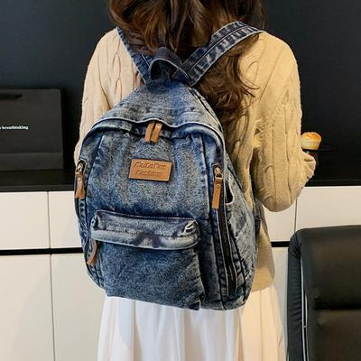 Джинсовый рюкзак, Женский рюкзак, Модный школьный рюкзак, Студенческая дорожная сумка в стиле Харадзюку