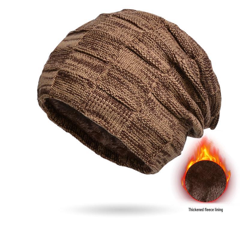 Мужской европейский и американский зимний комплект шапка-бини и шарф: Плотная вязка с бархатной подкладкой