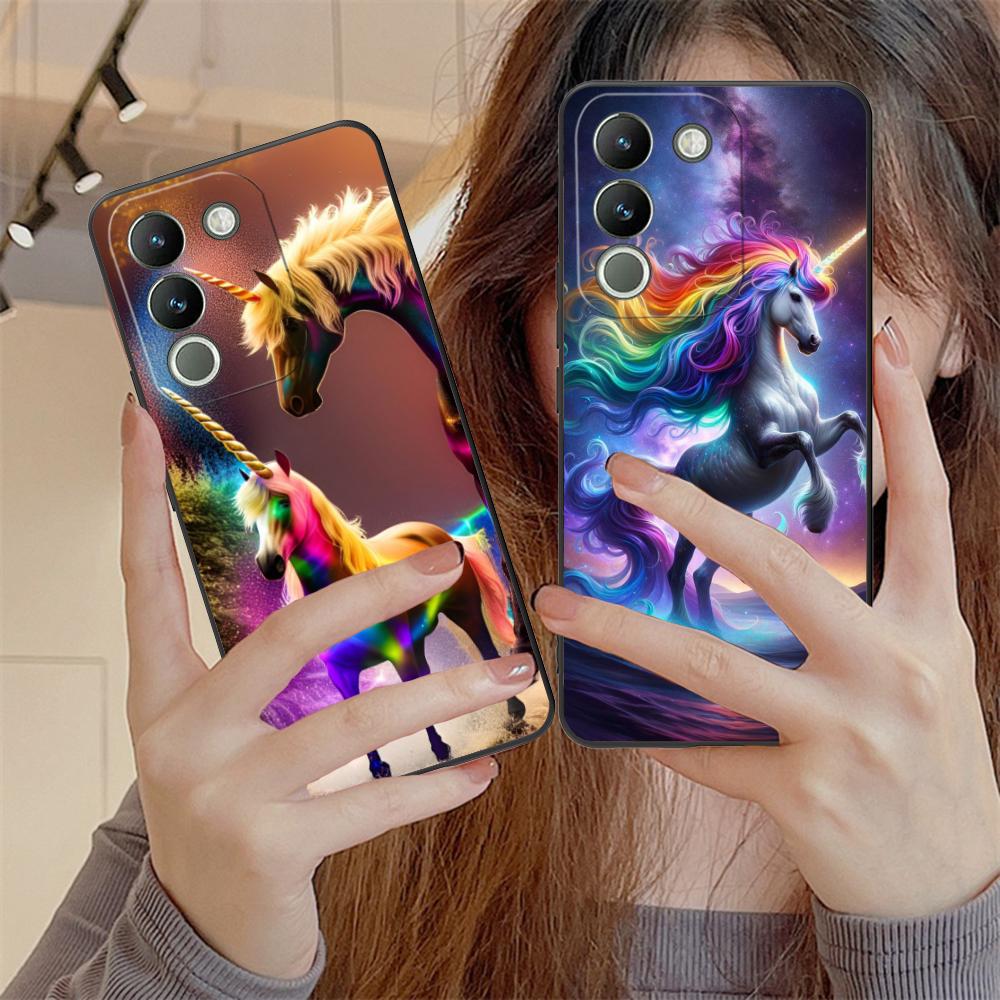 Фантазийный чехол для мобильного телефона с единорогом для VIVO V60 V50 V40 V30 V29 V27 V25 V23 Pro Lite 5G, цветной печатный чехол, смартфон, роскошный