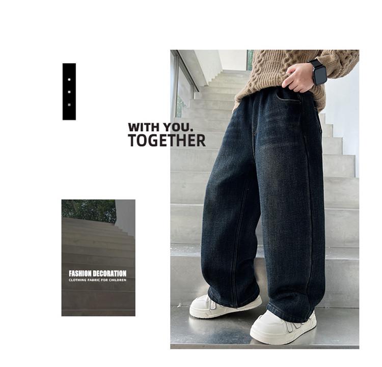 Джинсы для мальчиков на флисовой подкладке - Тренд Весна/Осень 2025: Повседневные длинные брюки для детей