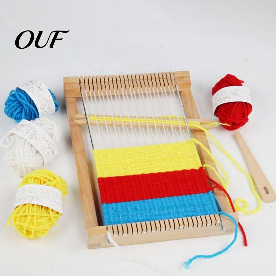 Tapestry Making Loom Wooden Weaving Kit for Kids, Small Knitting with 2 Shuttles, 4 Yarn Rolls of Yarn, DIY Weave Frame Adult and Beginners