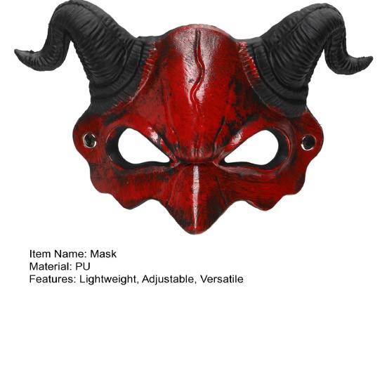 Маска Демона на половину лица Реалистичная Красная Маска Сатаны Козла с регулируемым ремешком Костюм для Хэллоуина, косплея, вечеринки