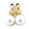 Les Trésors De Lily [F1315] - Gold Plated 'Catherine' White Gold Earrings - 25x9 Mm