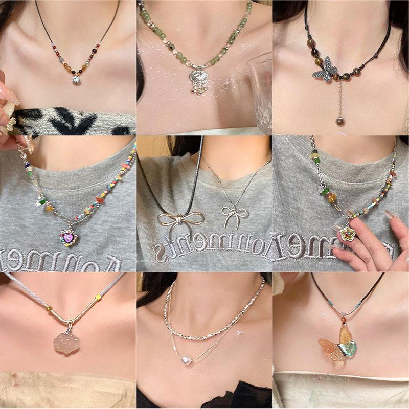 High-end Butterfly Pearl Necklace for Women Clavicle Chain Trendy Jewelry Accessory
