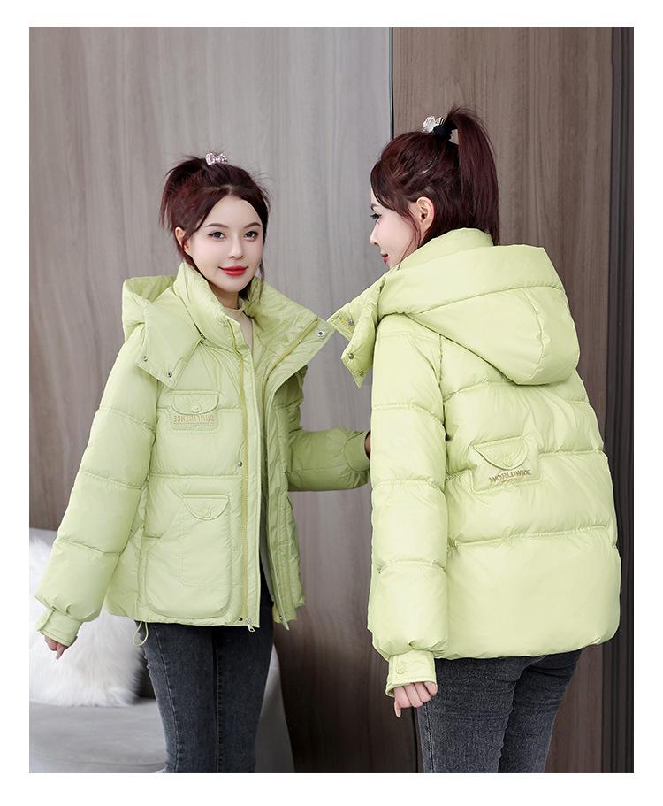 Осенне-зимнее женское пальто однотонное с капюшоном и большим карманом короткое свободное пальто утолщенная теплая студенческая куртка