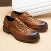 Повседневные туфли из коровьей кожи ручной работы, мужская кожаная подошва, трендовые универсальные британские свадебные туфли, деловые кожаные туфли на платформе