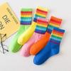 5 пар женских носков в радужную полоску, модные, удобные, мягкие, дышащие, милые конфетных цветов носки средней длины для пар
