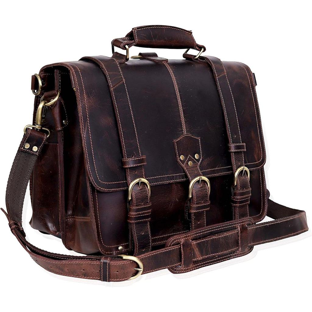 Leather Briefcase Laptop Messenger Bags for Men and Women Best Office College Briefcase Shoulder Bag