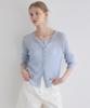 OURHOPE Linen Round Neck Ribbed Cardigan - Sky Blue