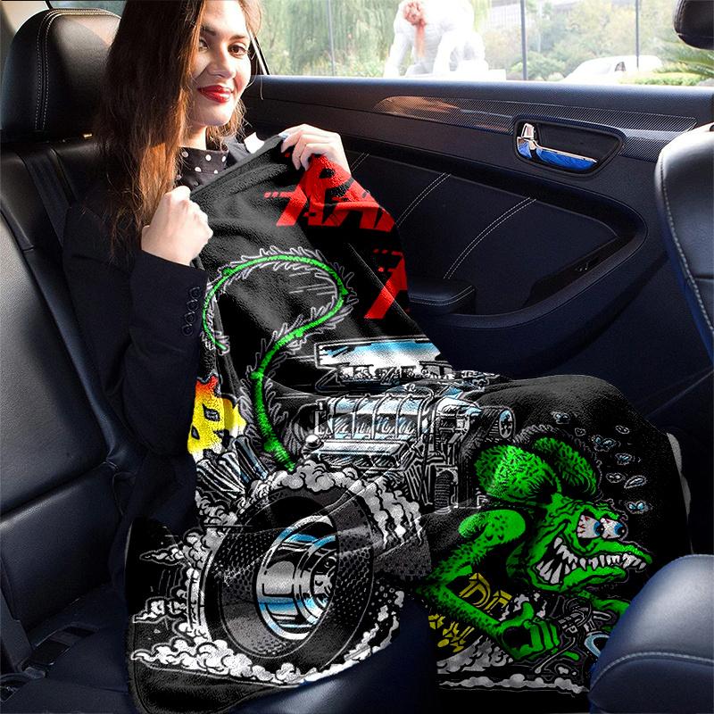 1pc Rat Fink Power Blanket, Soft Throw for Room Decor, Perfect Gift for Family and Friend, Living Room, Travel, Camping, Car Blankets, Beach, Office N
