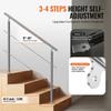 47.2in Handrails for Outdoor Steps 2 Crossbars Staircase for Porch Deck