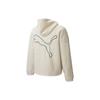 Puma FW22 Back Logo Print Faux Shearling Zip Hoodie Jacket Unisex Jackets White 539568-93