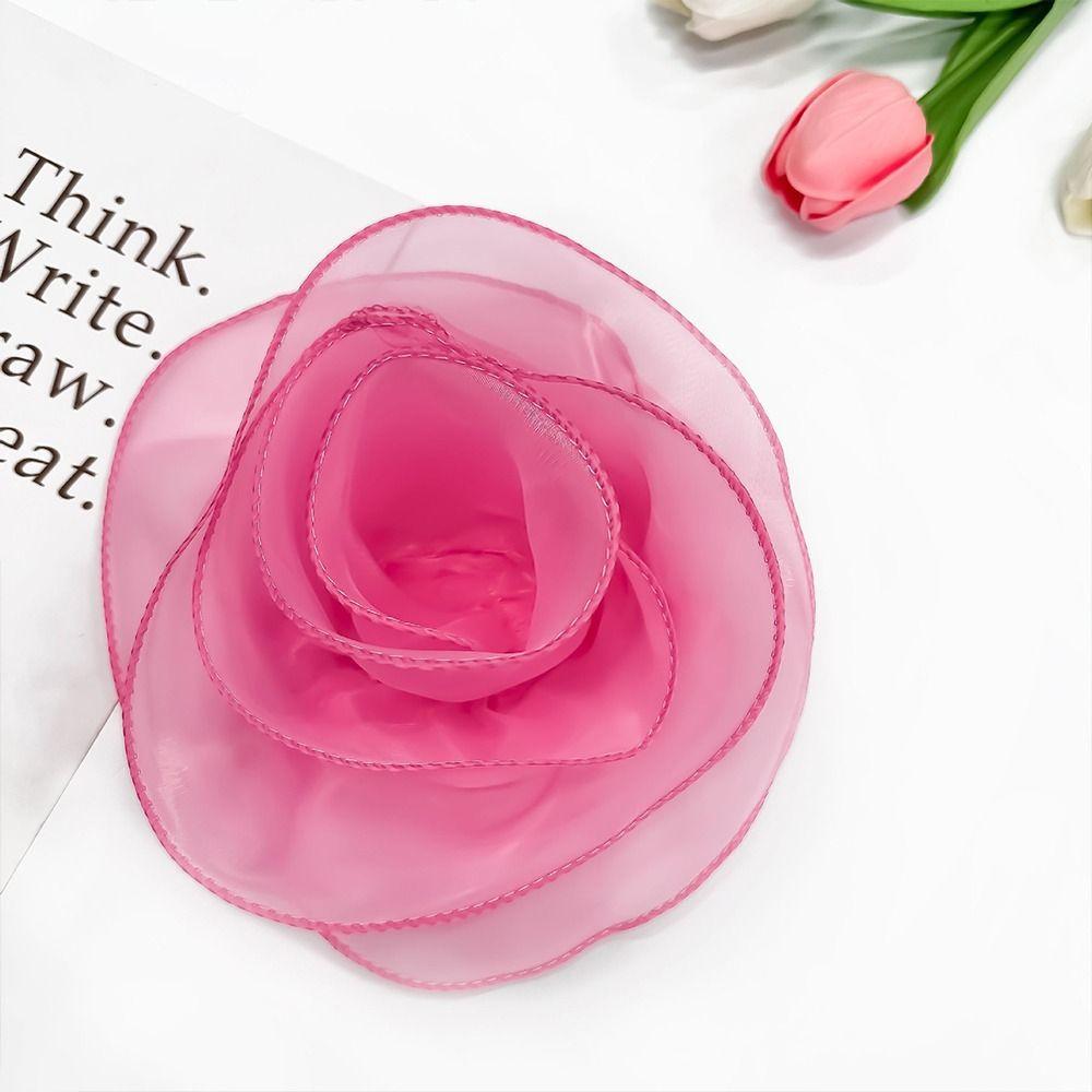 Handmade Rose Flower Brooch Multi-layer Yarn Organza Multi-Layer Floral Brooch for Women