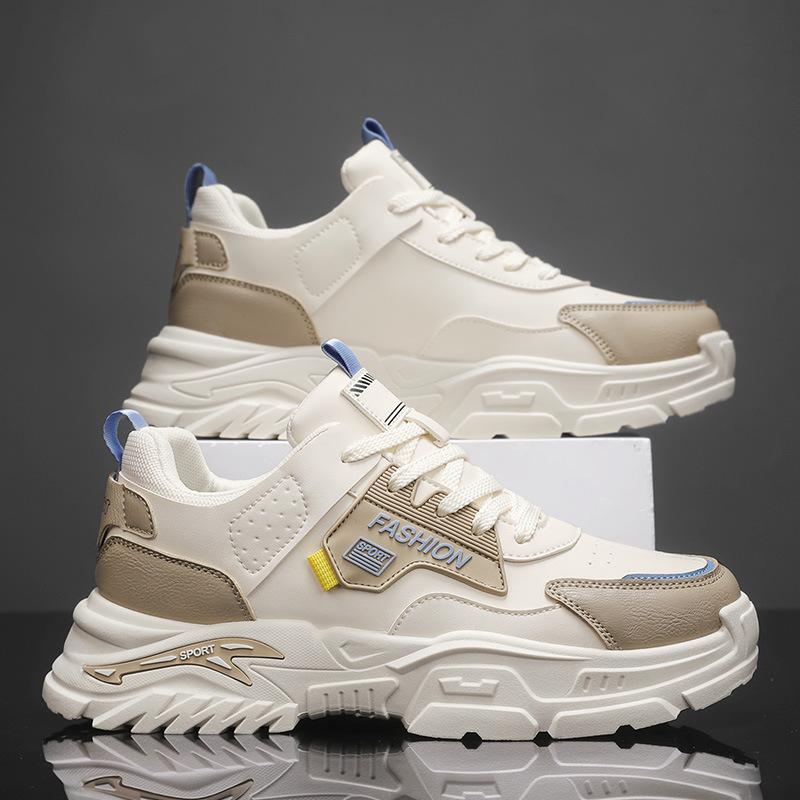 Spring fashion sports shoes leather comfortable non-slip versatile low-top lace-up casual running shoes men's shoes