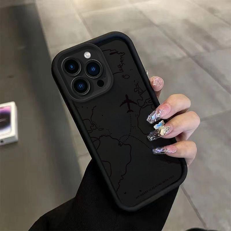 Чехол для Apple iPhone с картой самолета: Совместимо с 13, 14, 15 Pro, 16 Pro Max и 17 для полного покрытия.