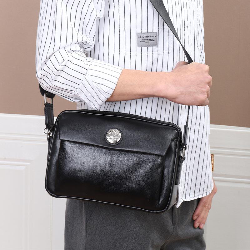 Top-grain Cowhide Crossbody Bag High-end Men's Casual Bag Single-shoulder Bag