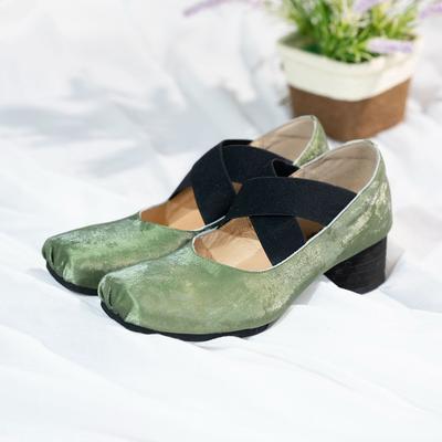 Кожаные одинарные туфли с квадратным носком, балетки, женские, на среднем каблуке, ретро, с перекрестными ремешками, удобный толстый каблук, мягкая подошва, танцевальные туфли