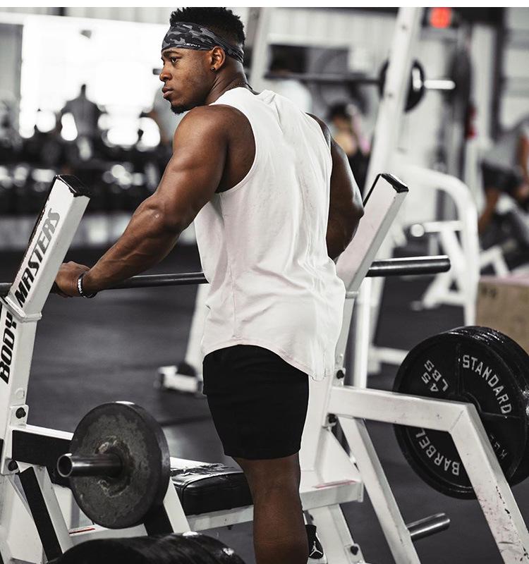 Мужская быстросохнущая майка слим-фит - Модная спортивная футболка без рукавов для бега 2021