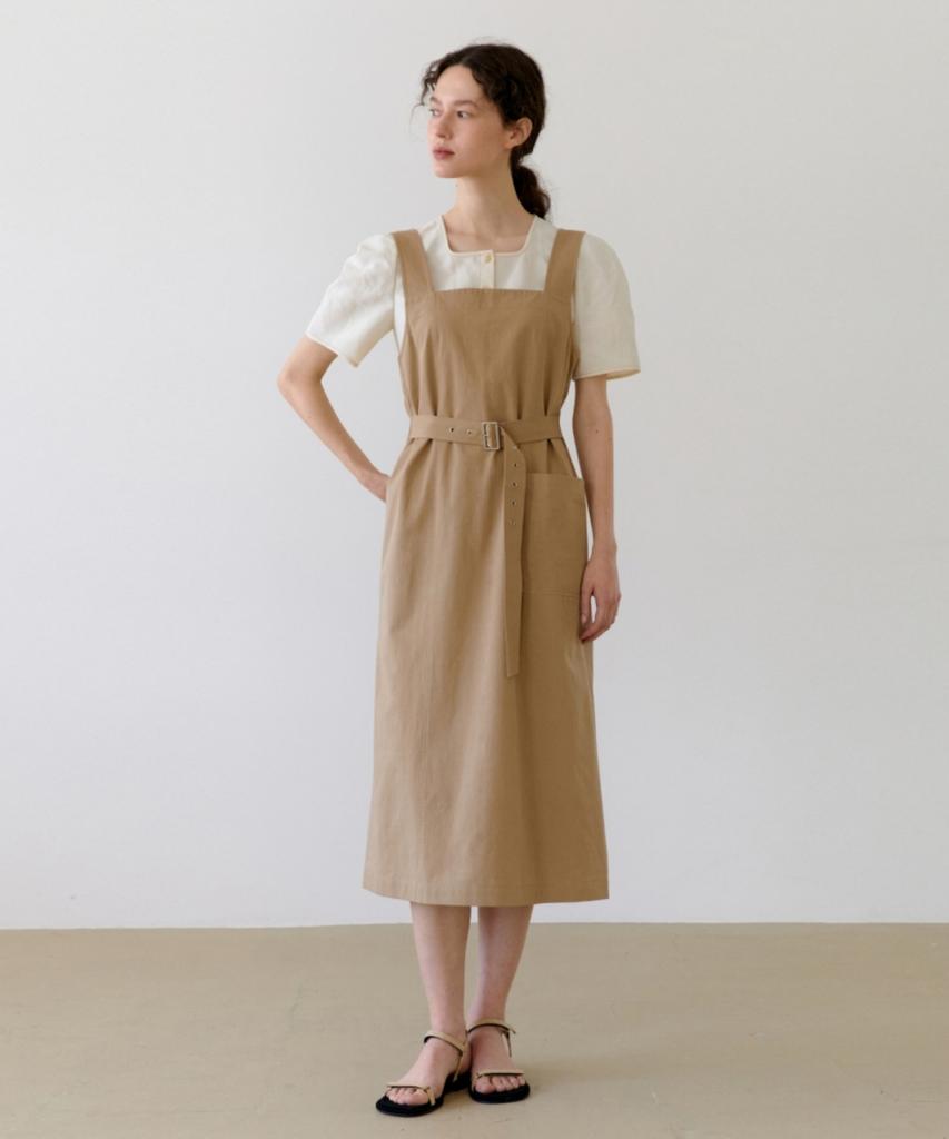 Anout Cotton Suspender Dress - Beige