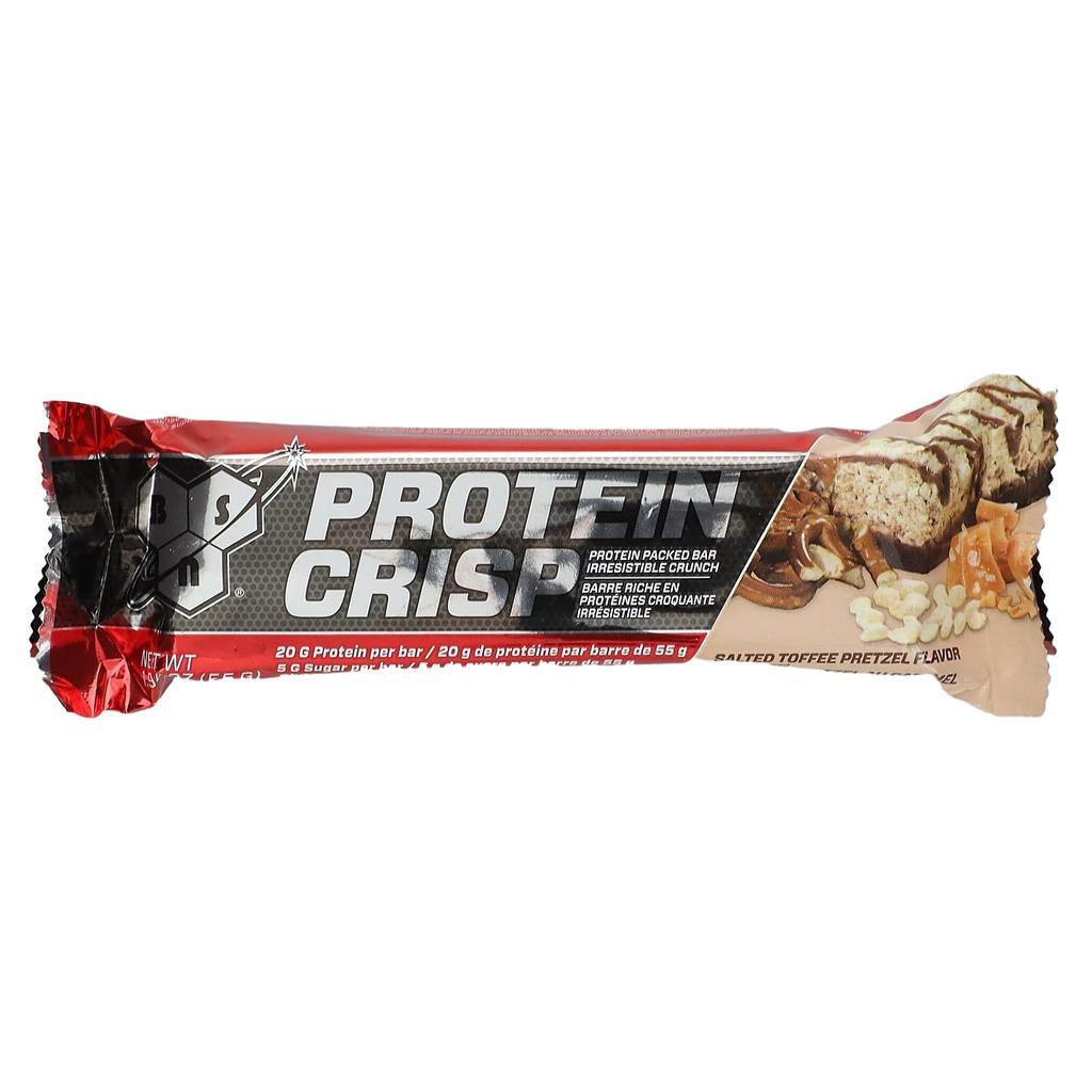 BSN, protein crisp, protein bar, salted toffee pretzel, 12 bars, 57g (2.01oz) each