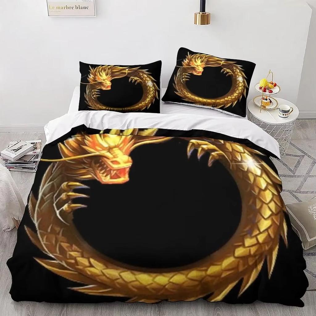 Cartoon Dragon Bedding Set 2 Pieces Bed Cover And Pillowcover For Boy Girls Bedroom, Microfiber Single Duvet Covers With Zipper