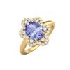 Овальный танзанит 8X6 мм, драгоценный камень, серебро 925 пробы с золотым покрытием, кольцо для помолвки, женское, пасьянс, с ореолом