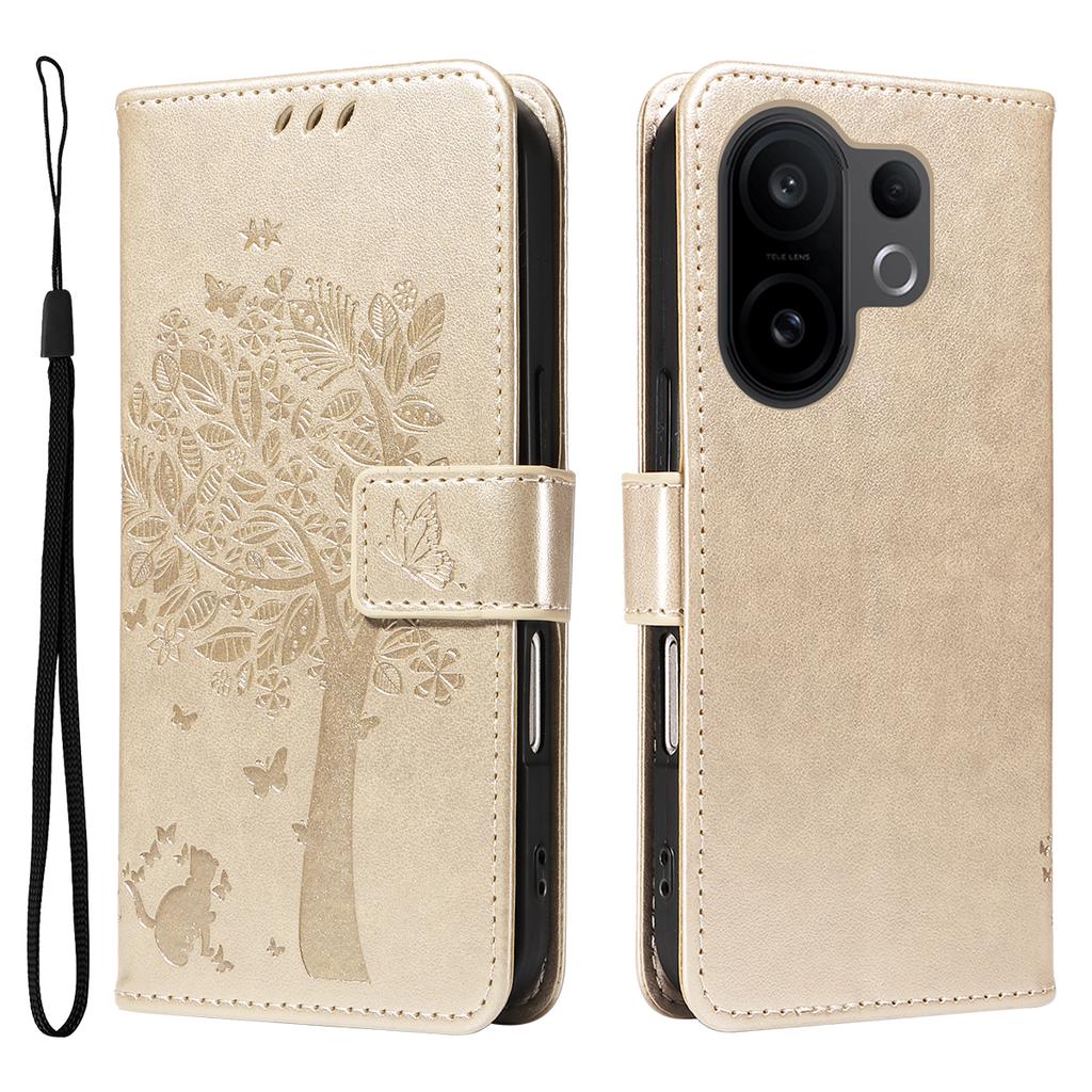 For vivo X200 FE 5G/vivo S30 Pro mini 5G Phone Case with Stand Cat Tree Pattern Leather Wallet Mobile Cover