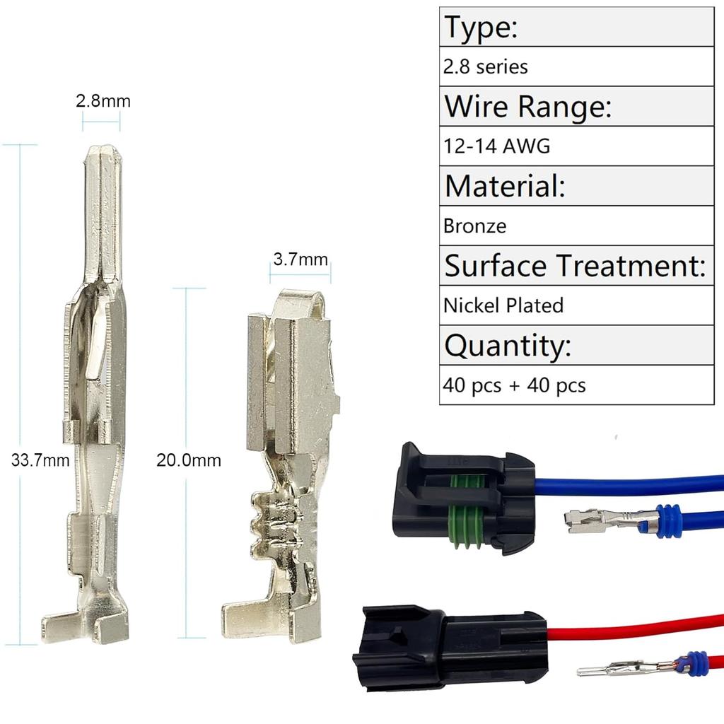 440Pcs Automotive Electrical Pin Connectors Kit 1.5/1.8/2.5/2.8Mm Pin Terminals Wire Connector P Wiring Harness Pin Kit Crimp Terminal P For 22-12