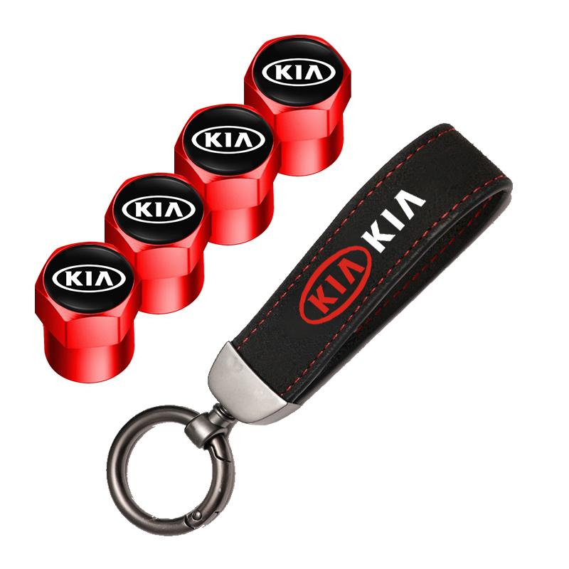 FAIG8 Car Tire Wheel Valve Caps Cover Suede Car Key Chain Ring Keychain For Kia Sportage Carnival Seltos Sorento Rio Borrego Ceed Niro