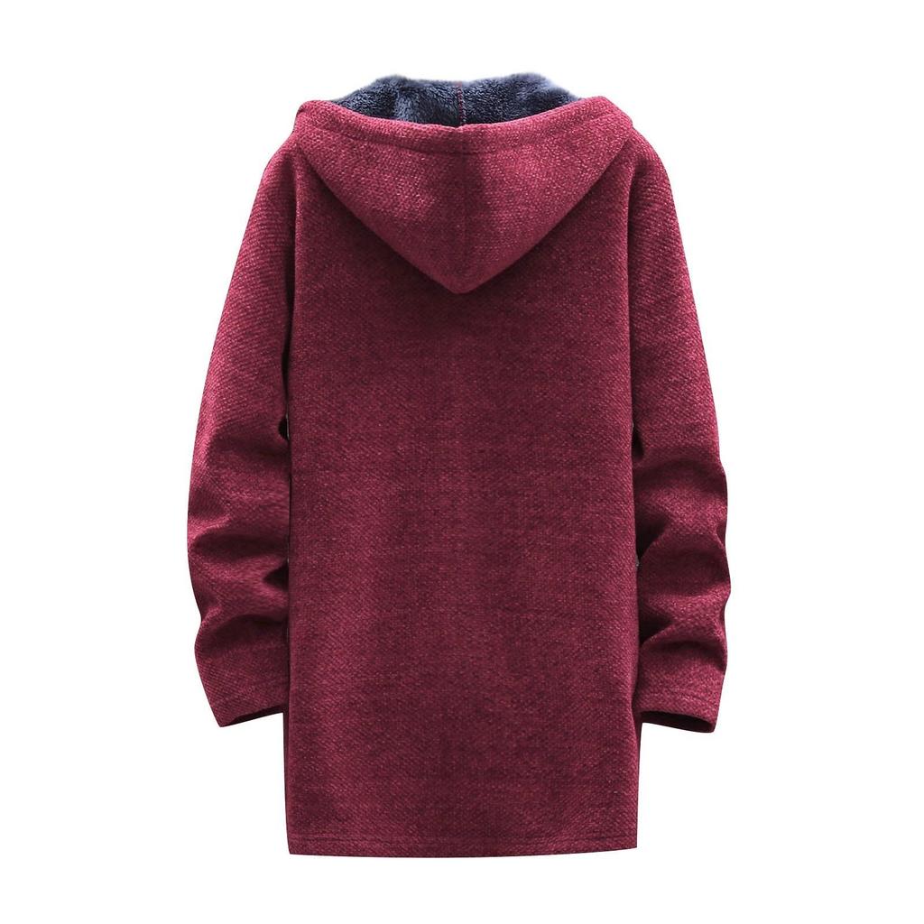 Осенне-зимняя мужская мода, свободный кардиган, теплая куртка с капюшоном и лацканами, свитер