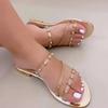 Summer Women Shoes Fashion Comfort Metal Head Slippers Women Transparent PVC Rivet Flat Sandals