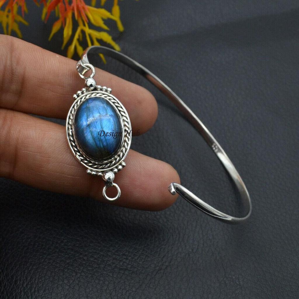 Labradorite Bangle 925 Sterling Silver Bangle Bracelet Handmade Bracelet Statement Bracelet Boho Bracelet Silver Women Bracelet Bangle