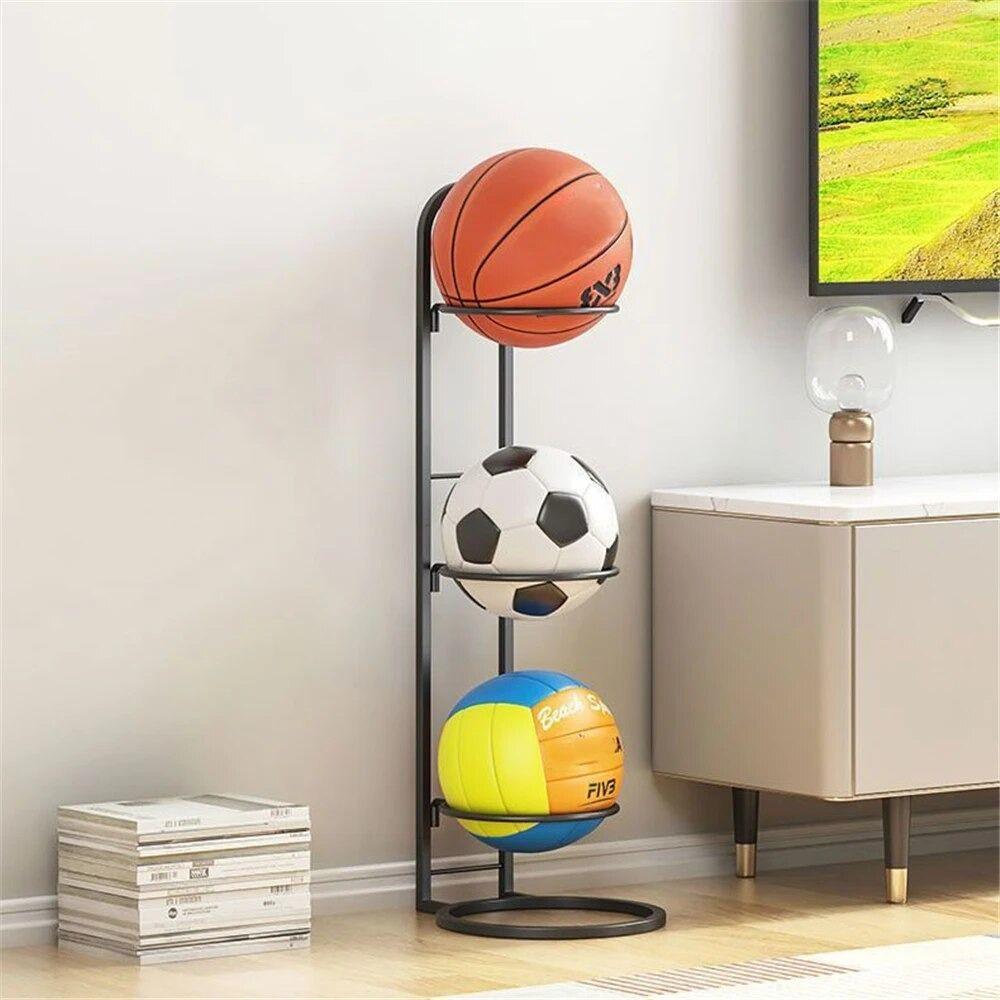 White Children Basketball Storage Rack Carbon Steel Football Display Rack Ball Placed Rack Home